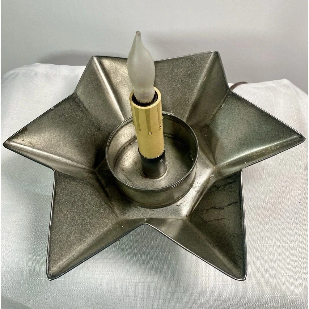 Vintage Tin Star Lamp Prim Cottagecore Decor Electric Light Works